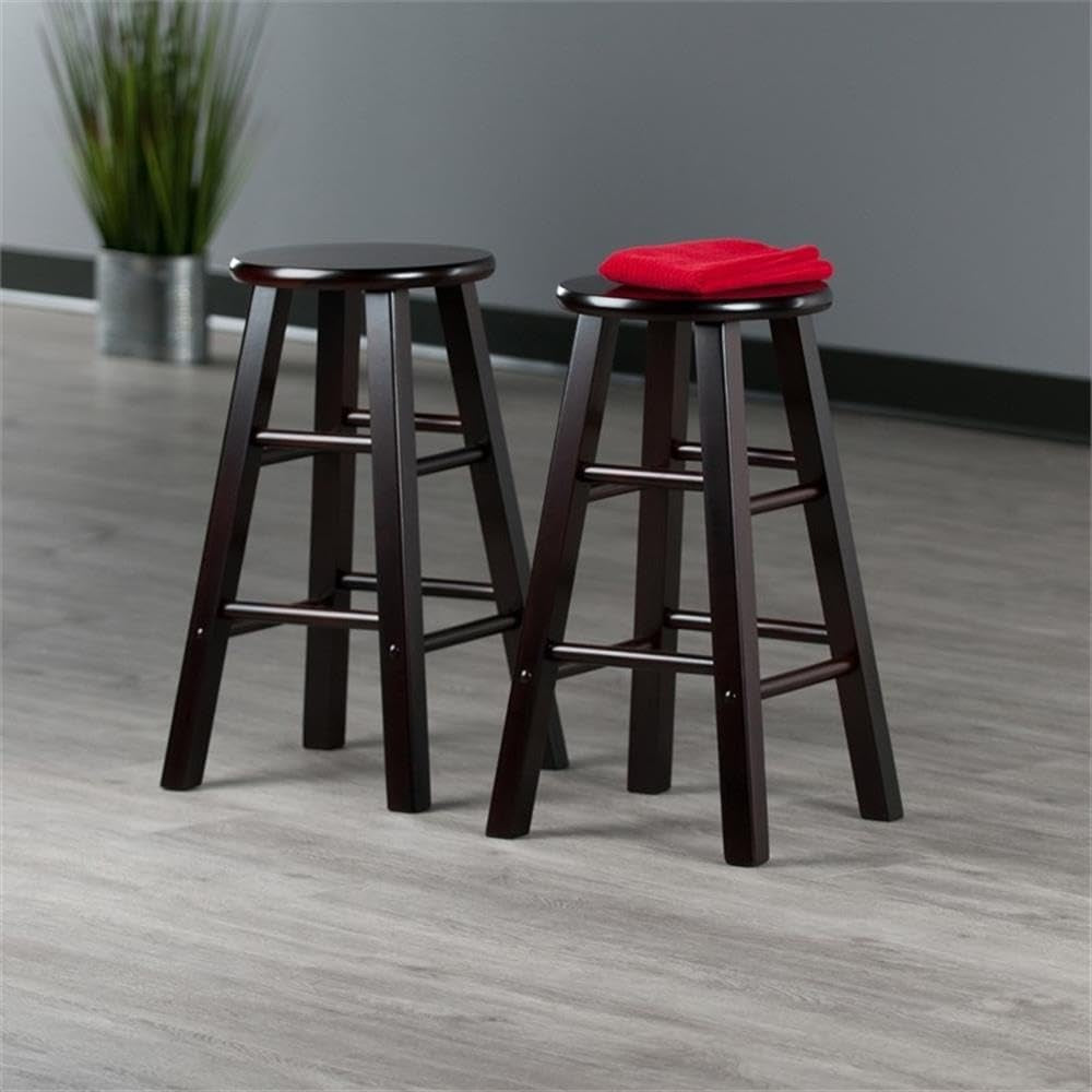 Element 2-Piece 24In Counter Stool Set, Espresso Finish, Solid Wood, Modern Design-1