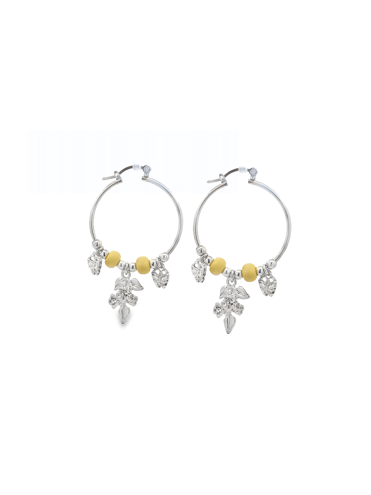 Rhodium Mistletoe Charm Hoops – 18K Gold Filled Holiday Earrings