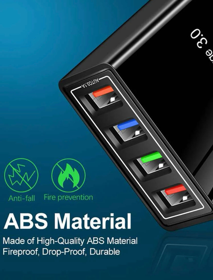 4-Port USB Wall Charger Block – Fast Portable Charging Cube Adapter