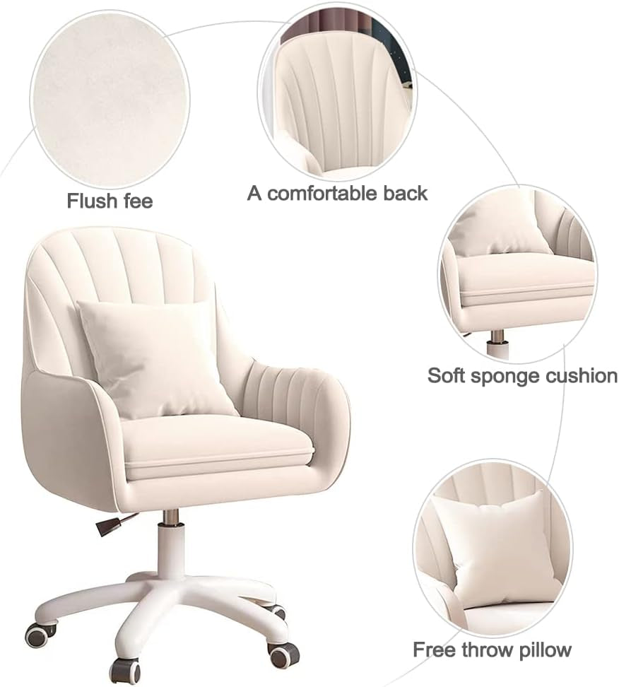 Home Office Chair Computer Chair with Mid-Back Upholstered Modern Tufted Computer Task Chair Swivel Height Adjustable Velvet Accent Chair.-3