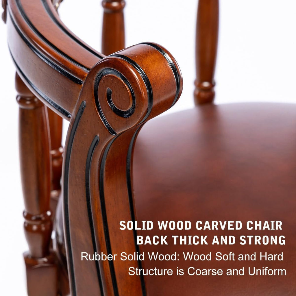 Cow Top Leather Wooden Bar Stools, 360 Degree Swivel Bar Height Chair with Backs for Home Kitchen Counter, Morden Chair Barstools (Brown 2Pcs, Bar Height-Seat Height 29.5”)-4