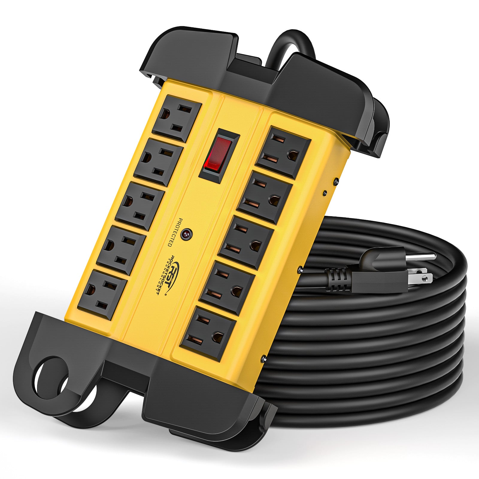 CRST 10 Outlets Mountable Heavy Duty Power Strip Surge Protector with Cord Wrapping design, Optional 15FT or 6FT Power Cord-0